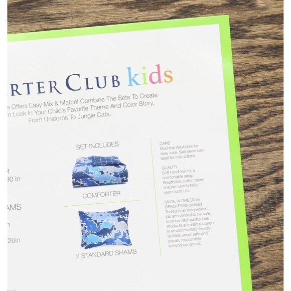 Charter Club Kids Dino Camo 3-Piece Cotton Comforter Set Blue Multi Full / Queen - Picture 6 of 12